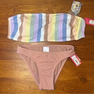 NWT Xhilaration Bikini Swimsuit Two Piece Top Sz XL & Bottoms Sz XS Strapless